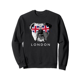London UK English Bulldog Sunglasses Flag Souvenir Sweatshirt