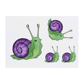 4 x 'Happy Snail' Temporary Tattoos - Water Resistant, Skin-Safe, Non-Toxic Transfers, Mixed Sizes (TO00081952)