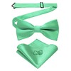 JEMYGINS Men's Plain Bow Tie and Pocket Square with Cufflinks,