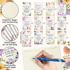 ANGOLIO Easter Spring Gifts 72Pcs Regalos Cristianos En Español Christian Spanish Gifts Bulk Include Spanish Bible Notebook Ballpoint Pens Organza Bags Easter Church Supplies for Teacher Students Kids