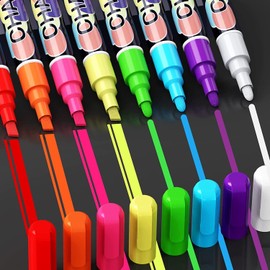 SAKEYR 8 Chalk Pens for Tefal Windows, Washable, 6 mm Chalk Marker, Foil Pen, Wipe-Clean, Neon Chalk Pen, Blackboard Pens, Glass Paint Pens, Chalk Markers, Window Painting Pens, Washable Children