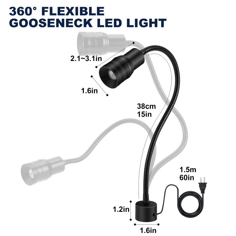 Deeffe 7W Magnetic Base LED Work Light, Magnet Shop Lamps