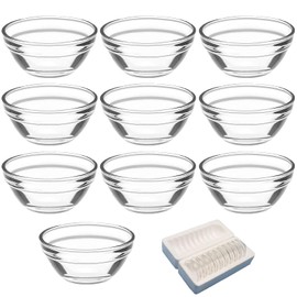 Awleynz 10Pcs 2.95Inch Mini Glass Bowl Pudding Bowls Jelly Cups Small Clear Glass Bowls Dessert Containers Kitchen Mini Prep Bowls sets(2.95×2.95×1.1in)