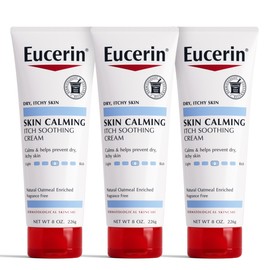 Eucerin Skin Calming Cream - Full Body Lotion for Dry, Itchy Skin, Natural Oatmeal Enriched - 8 oz. Tube (Pack of 3)
