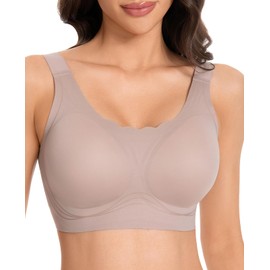 Vgplay Wireless Bras for Women Full Coverage Bra No Underwire Seamless Lightly Padded Bra Comfortable Everyday Bra, Purple Medium