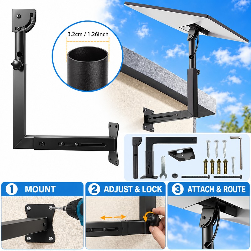 Adjustable Starlink Gen 3 Wall Mount, Telescoping Metal Support Arm