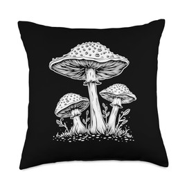 Cottagecore Aesthetic Mushroom Garden Throw Pillow