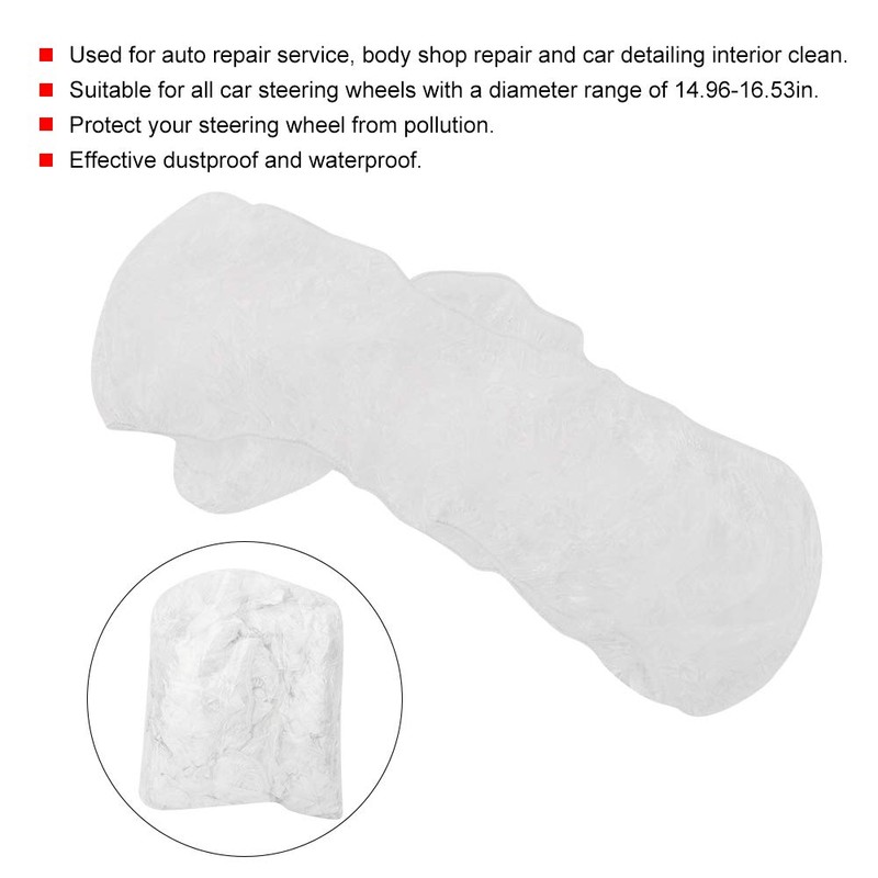 Aramox 100pcs Disposable Plastic Steering Wheel Cover/White Plastic Steering-Wheel Cover