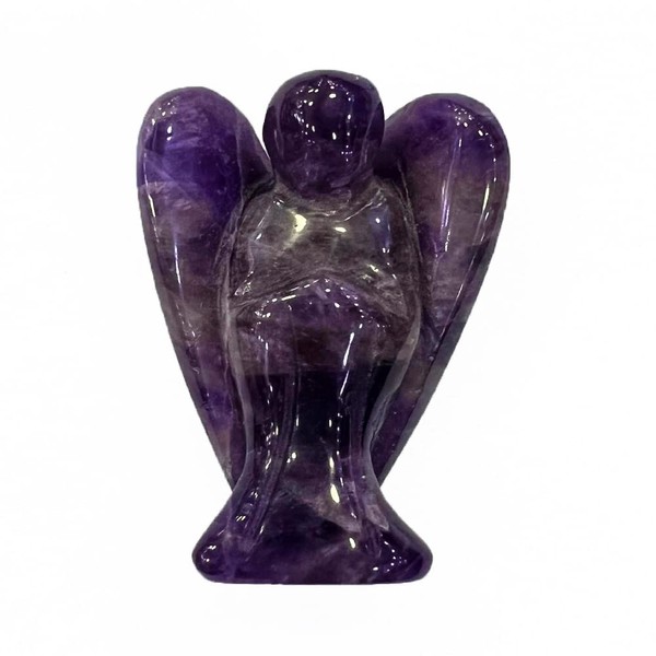Oiness 2.0 "Healing Crystal Guardian Angel Statue Hand Carved Protecting Peace Angel Statue Stone Pocket Angel Statue Home Decoration car Office (Amethyst)