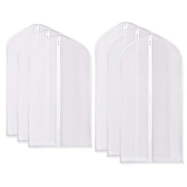 Tina 6 Pieces Clothes Cover, Garment Suit Cover Dresses Coat PEVA Translucent Waterproof Mouldproof Wardrobe Closet Organizer Washable