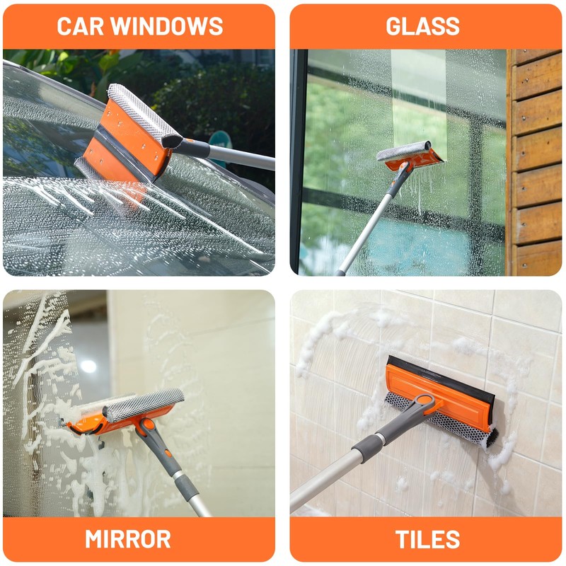 eazer Professional Window Squeegee, 2-in-1 Rotatable Squeegee for Window Cleaning