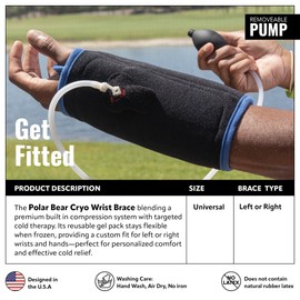Braceapedia Polar Bear Cryo Wrist Brace – Medical-Grade Cold & Compression Therapy for Men & Women, Adjustable Universal Left, Black