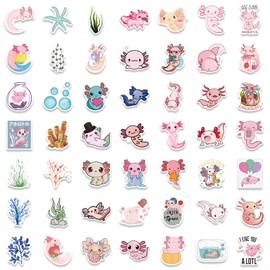 Kaderas Cute Axolotl Stickers 100 pcs for Girls, Vsco Aesthetic Vinyl Stickers Pack for Scrapbook Notebook Laptop Suitcase Guitar Skateboard