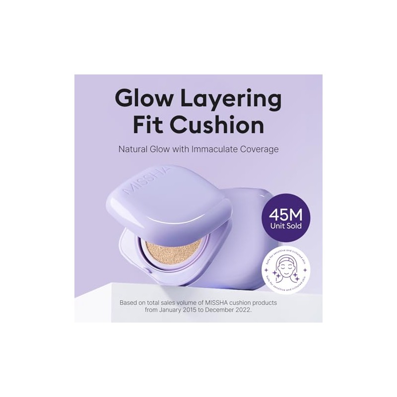 MISSHA- Base de maquillaje Serum Cushion Glow Layering Fit Cushion