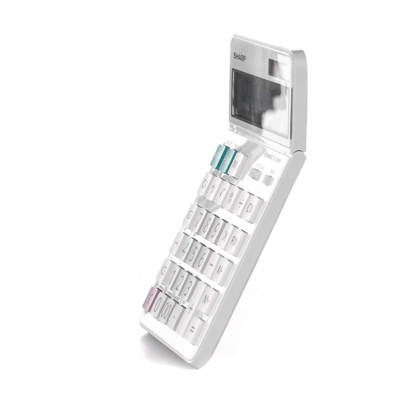 Sharp EL-340W Tischrechner mit beweglichem Display, Solar-/Batteriebetrieben, Weiß