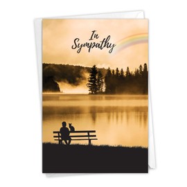 The Best Card Company - Pet Sympathy Card with Envelope - Animal Bereavement, Sorry for Loss - Sympathy Rainbow Cat C7219PSG