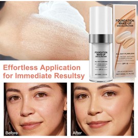 2 Pack Color Changing Liquid Foundation for Aging Skin - Long-lasting Moisturizing Concealer for Nude Base - Smoothes Skin Tone and Masks Age Spots - 30ml*2