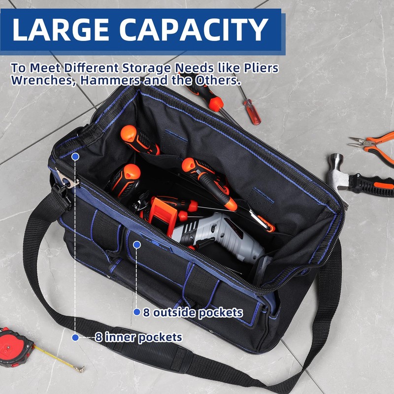 ROCKCOON Tool Bag 16'', Multi-pocket Tool Organizer with Water Proof