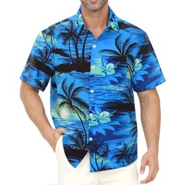 Hawaiian Shirt for Men - Men's Hawaiian Button Down Shirts Floral Shirts Printed Casual Short Sleeves