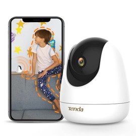 Tenda 2.5K 4MP Indoor Surveillance Camera with 2-Way Audio, Motion Tracking & Alarms, 12M IR Night Vision, 2560 x 1440p Resolution, 360 Degree LAN/WLAN Camera for Children, Elderly, Pets (CP7)