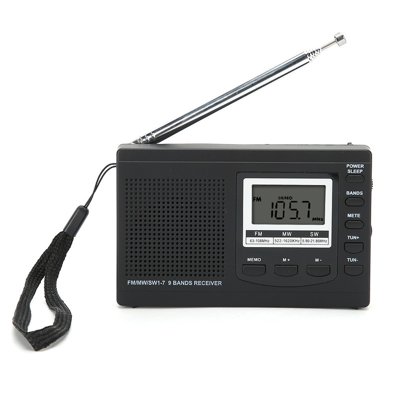 Portable Mini Radios FM/MW/SW Receiver with Digital Alarm Clock FM