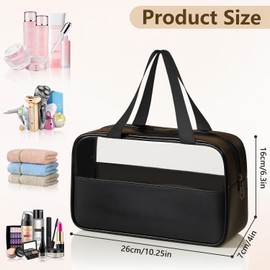 elzle Borse da Toilette Trasparente,Borsa Portatile per Trucchi,Necessaire da Viaggio Essenziale,Beauty Case da Viaggio,in PVC+PU Appendibile Trasparente Impermeabile per Cosmetici, Donna/Uomo(nero)