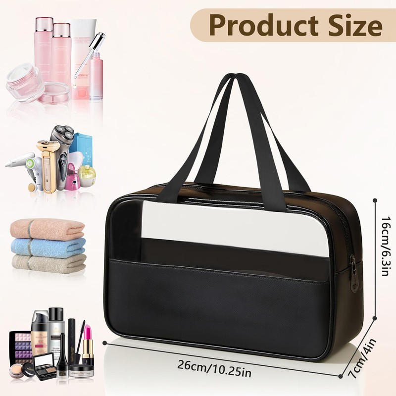 elzle Borse da Toilette Trasparente,Borsa Portatile per Trucchi,Necessaire da Viaggio
