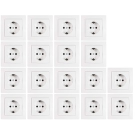MC Power - Pack of 18 Sockets with Frame | Flair | Wall Sockets with Cover Frame in Set, Clamp Connection, Matt White