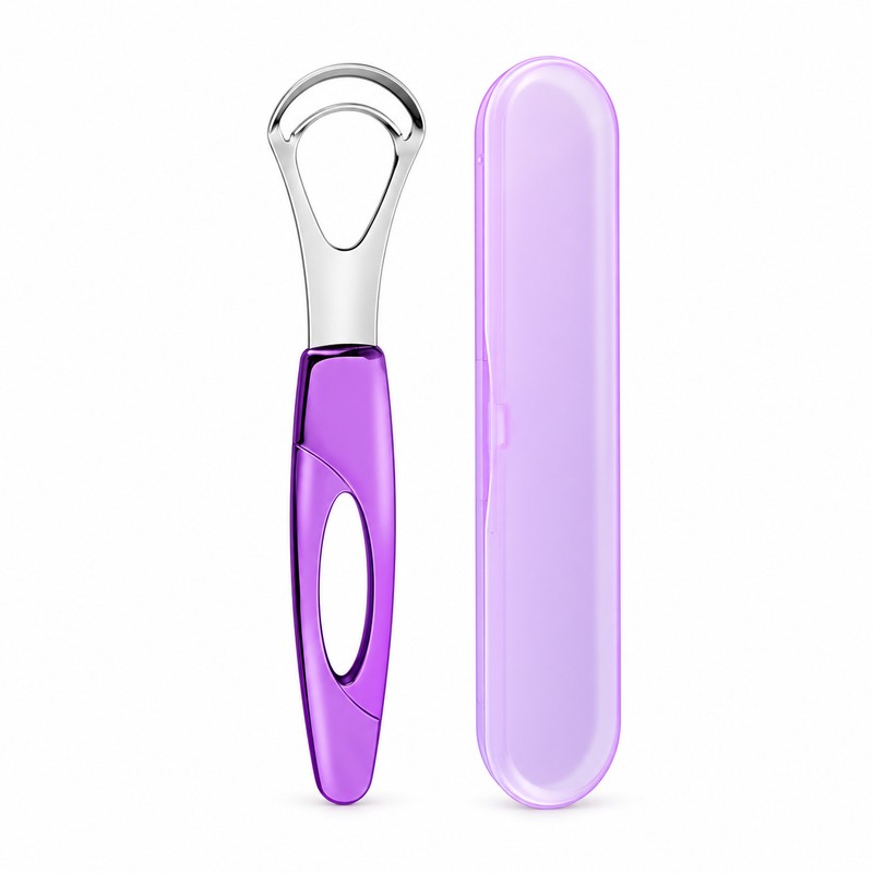 Stainless Steel Tongue Scraper with Travel Case – Reusable Tongue