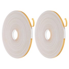 MECCANIXITY Weather Door Seal Strip Tape, Door Insulation Stripping Single Side Strong Self Adhesive Foam Tape Gap Filler for Door, Window, 1/4 Inch x 1/16 Inch x 32 Feet White 2 Pack