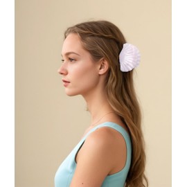 3.35'' Pink Shell Claw Clips, Medium Seashell Hair Clip for Women, Mermaid Hair Accessories for Girls Princess Cosplay Birthday Party Beach Holiday (Pink Marble)