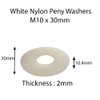 Nylon White Penny Washers Plastic M6 M8 M10 M12 (10,