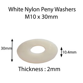 Nylon White Penny Washers Plastic M6 M8 M10 M12 (10, M10 x 30)