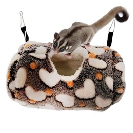 Litewoo Sugar Glider Sleeping Pouch Small Animal Hammock, Hanging Bed Warm Cotton Nest for Rat Hamster Gerbil Sugar Glider Chinchilla Squirrel Guinea Pig (Coffee)