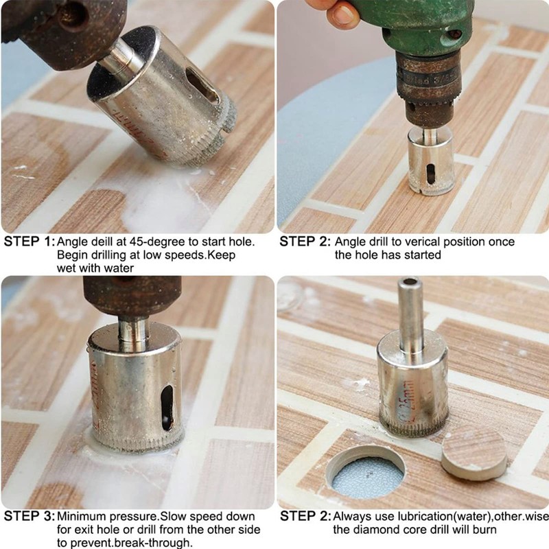 Jamiikury 1/8" / 3mm Diamond Hole Saw Drill Bits, Glass