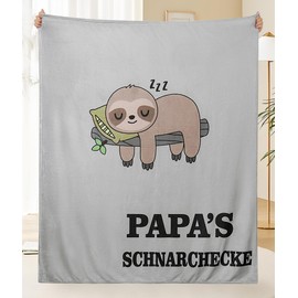 Magicoco Papa Cuddly Blanket Gift for Dad, Sloth Blanket, Father's Day Gift for Dad, Birthday Gift, Dad Snoring Blanket, Sofa Blanket, 130 x 150 cm