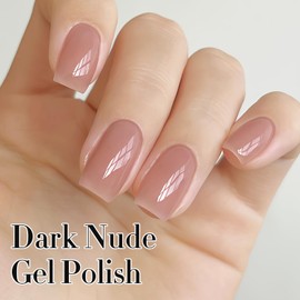 Double Rhythm 0.50 OZ Gel Polish Pastel Light Dark Deep Color 15 ML Pearl White Bottle Soak Off Nail Polish Art Salon at Home for Women (Dark Nude-B-A1493)