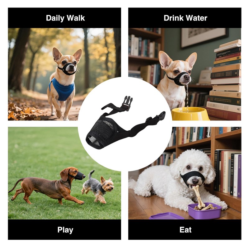 LOGJAM Small Dog Mesh Muzzle for Barking, Soft Breathable Dog
