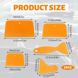5PCS Filler Spreader Plastic Car Body Filler for Bodywork Tool Orange Body Filler Spreaders 5 Sizes Reusable Car Filler Tool for Bodywork Kit Glass Film Scrapers Car for Car Body Maintenance and Paint