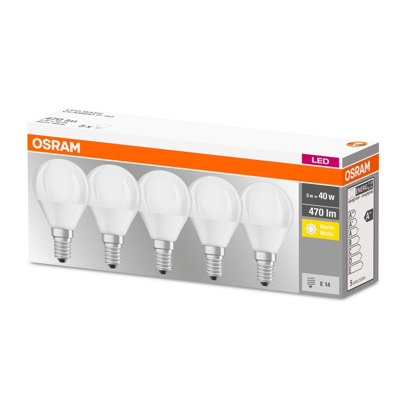OSRAM LED Base Classic P, Socket: E14, Non-Dimmable, Warm White,