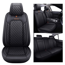 Aierxuan 5 Car Seat Covers Full Set Waterproof Leather Universal Fit for Kia Soul Sorento Hyundai Elantra Civic Jeep Wrangler Santa Fe Tucson Ford Explorer Edge Lexus (Full Set, Black)