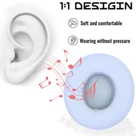 ACCIUK Headphone Replacement Ear Pad Cover Compatible with Beats by Dre Solo3 Solo2 Wired Wireless Headphones Protein Leather Memory Foam Headphone Cushion Ear Muffs-White