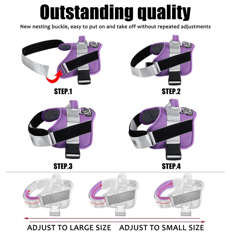 Bolux Dog Harness, No-Pull Reflective Dog Vest, Breathable Adjustable Pet