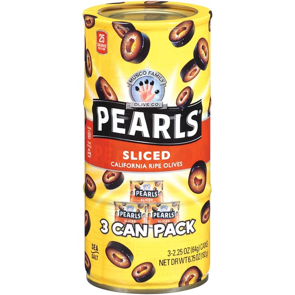Pearls 3 pack/2.25 oz Ripe Sliced Olive Sleeve