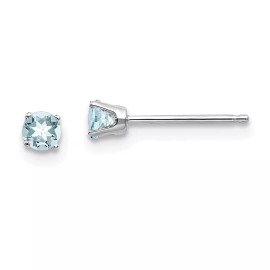 Unbranded 3mm 14k White Gold 3mm Aquamarine Stud Earrings