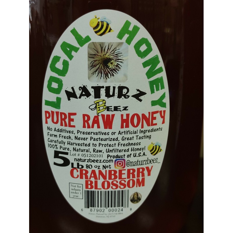 NATURZ BEEZ RAW HONEY CRANBERRY BLOSSOM 5 LBS 100% PURE