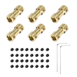 sourcing map 6pcs 4mm to 6mm Brass Shaft Coupling Joint Connector with Screws and Hex Wrench Flexible Motor Shaft Coupler for Car Wheels Tires Shaft Motor