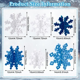 TECHEEL Snowflakes Decoration Blue White Snowflakes Table Decoration Snowflakes Wooden Decoration Winter Snowflake Table Decoration 3D Snowflake Christmas Decoration Table for Christmas and Winter