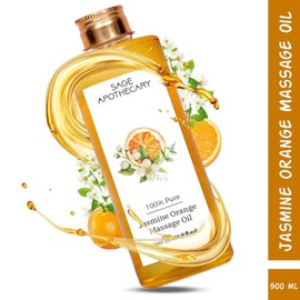  Sage Apothecary's Orange Jasmine Massage Oil : Sensual Harmony Meets Natural Elegance | Vegan | Cruelty Free | Natural Bliss | Ideal for Couples, Date Nights, and Relaxing Massages | 500 ml