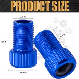 MEAJOO 2PCS Presta Valve Adapter, Aluminum Convert Presta to Schrader Adaptor, Inflate Tire Using Standard Pump or Air Compressor for Bikes, 2 x Black Tire Valve Caps(Vertical Grain Style, Blue)